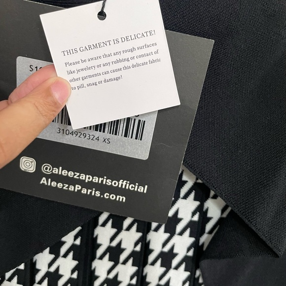 NWT Aleeza Paris Houndstooth Pleated Skater Skirt (read description) - Picture 7 of 13